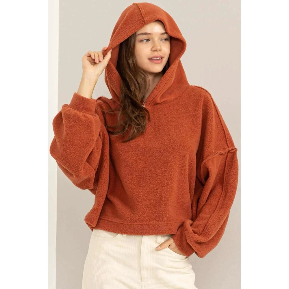 Rust Orange Hooded Sweatshirt